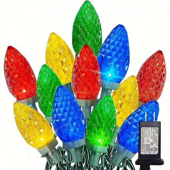 Dazzle Bright C9 100 LED 66 FT Christmas Fairy String Lights, Multicolored