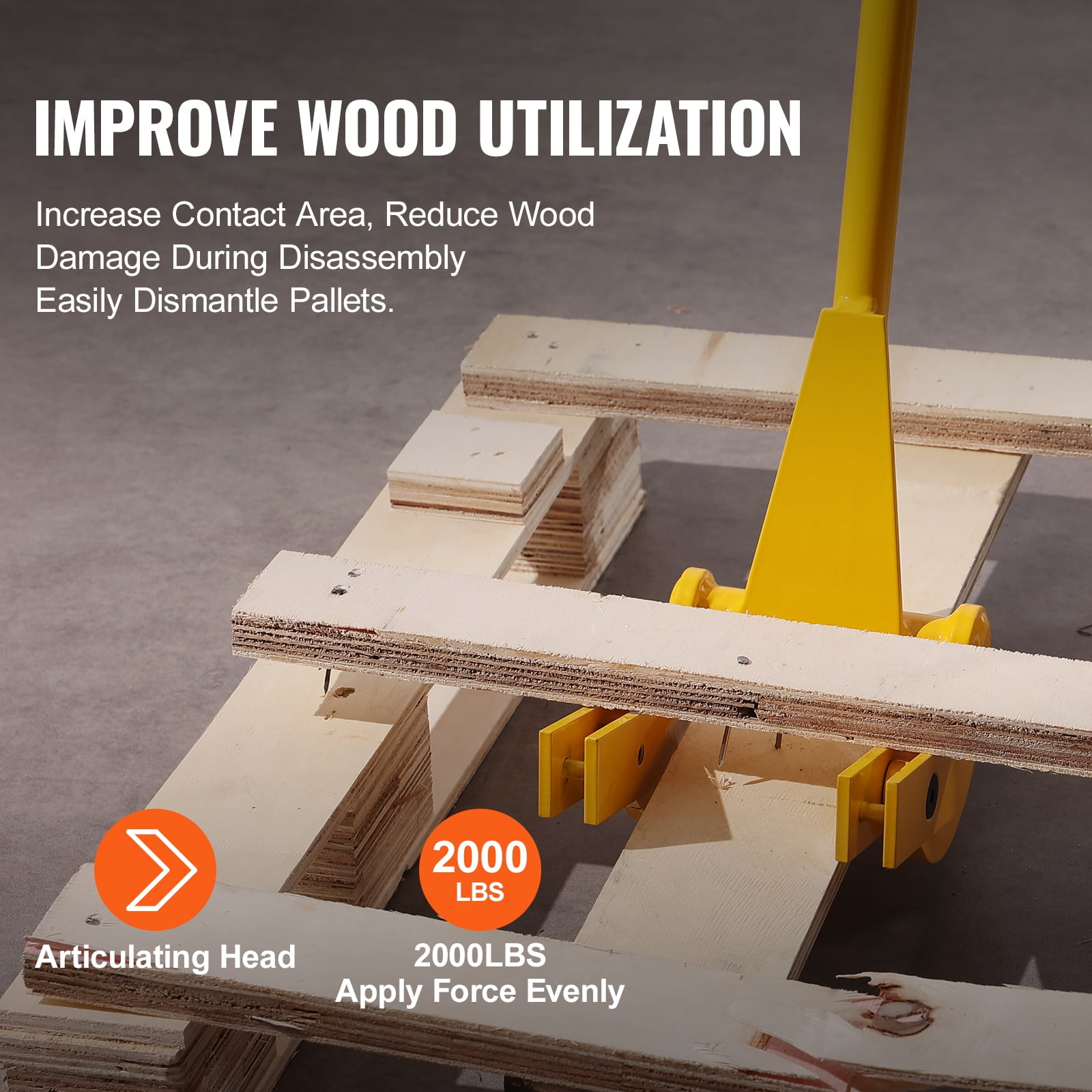 KFFKFF Pallet Destroyer, 41-Inch Grip, 2000 lbs Load Limit, Q235 Carbon Metal, Robust Deck Demolisher, Wood Pallet Instrument Breaker Pry Bar Extractor for Effective and Easy Plank Extraction
