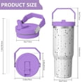 thumbnail image 4 of 30oz Handheld Travel Tumbler with Handle – Double Wall Stainless Steel Insulated Cup, Flip Straw Lid, Leak-Proof & BPA-Free for Hot and Cold Drinks – Durable Coffee & Juice Mug Pink, 4 of 7