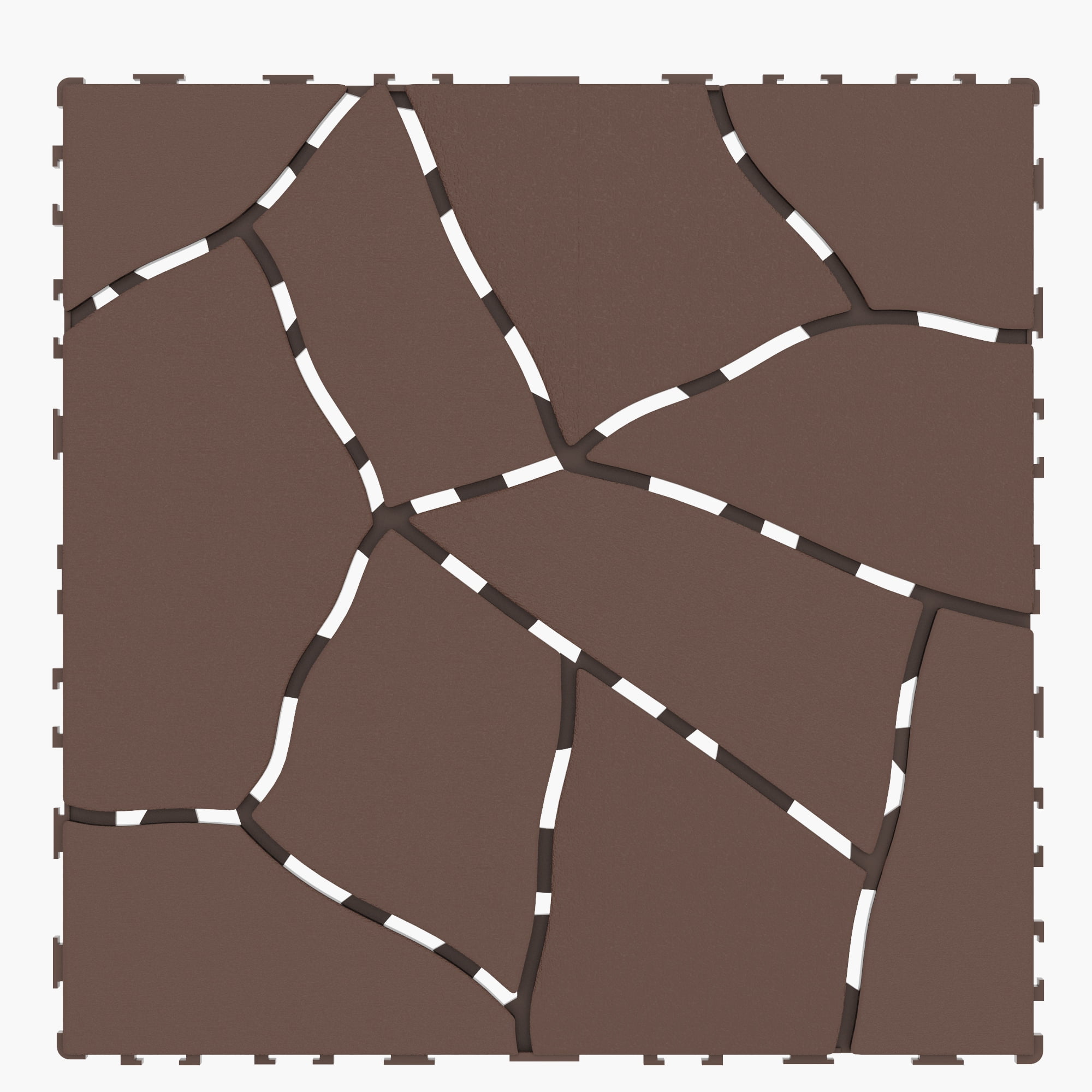 Interlocking Patio Deck Tiles 12x12 in, Stone Style DIY Flooring with Tool-Free Installation and Drainage Design, PP Material for Porch Poolside Backyard, Red Brown, 44pcs