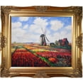 thumbnail image 2 of La Pastiche Claude Monet 'Tulip Field with the Rijnsburg Windmill ' Hand Painted Framed Canvas Art, 2 of 5
