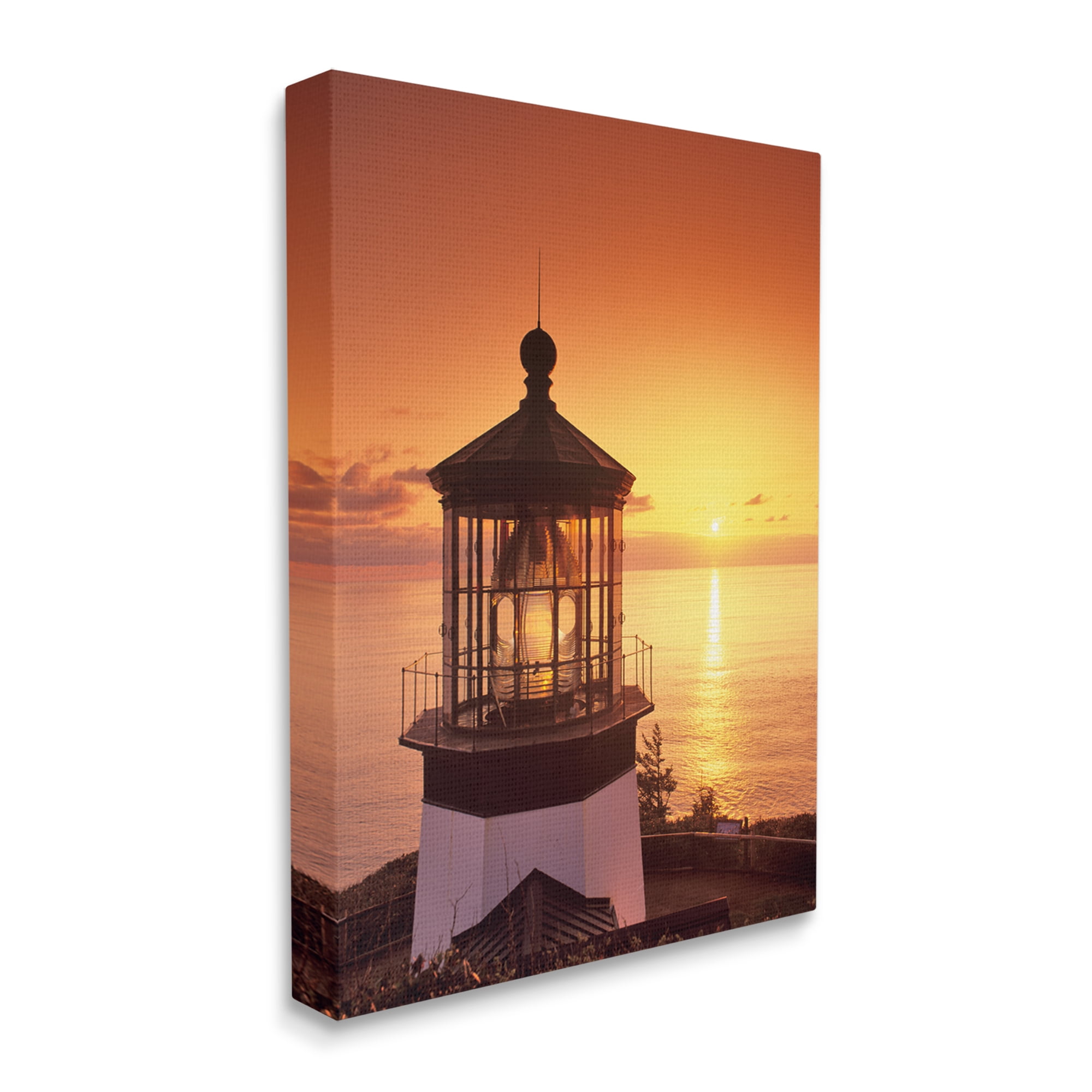 Stupell Industries Lighthouse Beacon at Sunset Nature Photography Gallery Wrapped Canvas Print Wall Art, 16 x 20