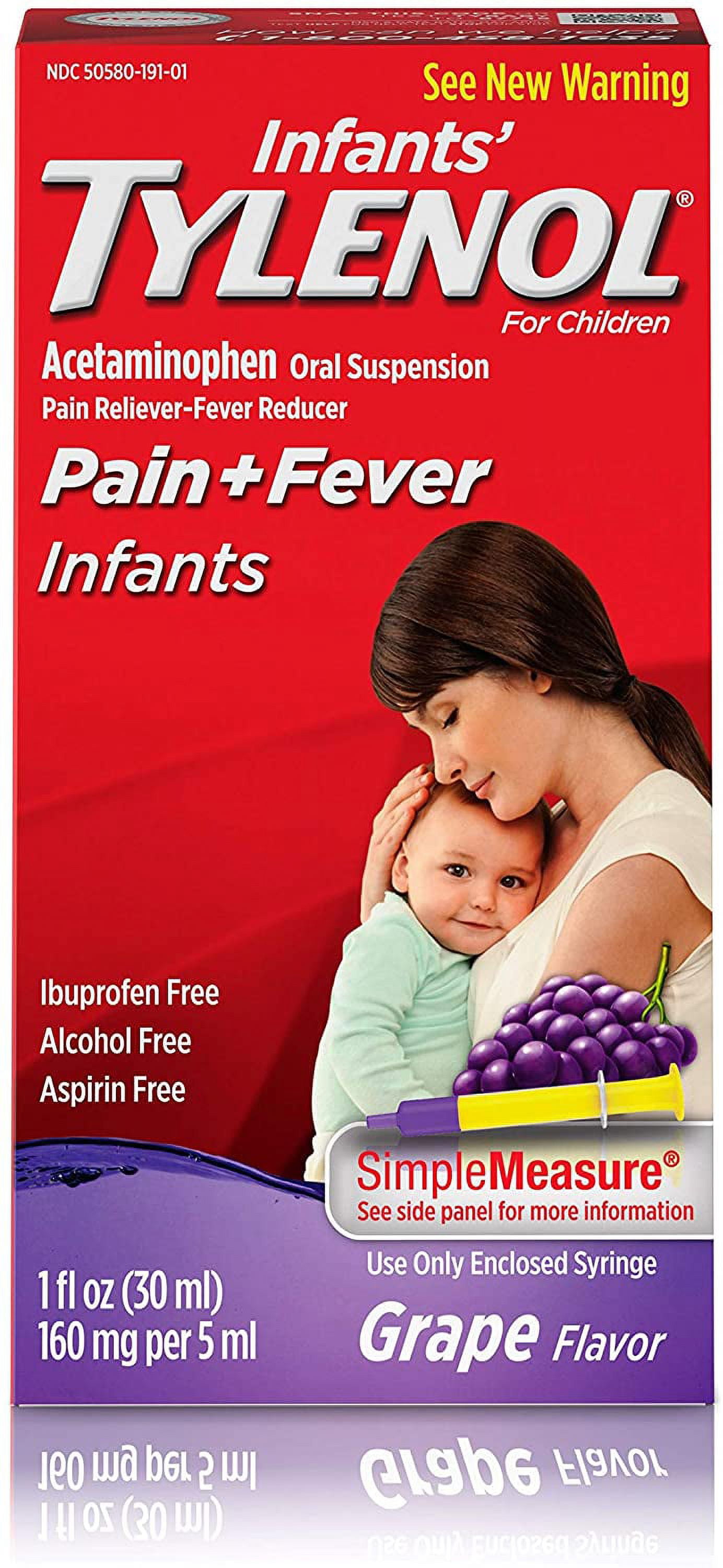 TYLENOL Pain + Fever Infants, Grape Flavor 1 oz (Pack of 3)