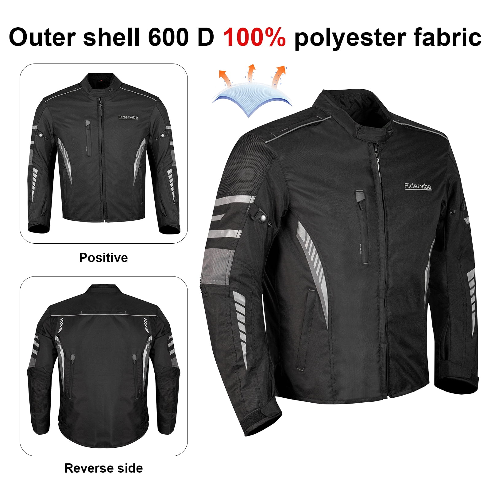 Dream Apparel Men's All-season Motorcycle Jacket for Enduro Dualsport Riding with 600 D polyester, Armor Foam Padding, Visibility