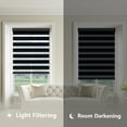thumbnail image 6 of MING CHEN Cordless Zebra Blinds for Windows 95% Blackout Dual Layer Privacy Window Blinds Free-Stop Roller Window Shades Light Filtering Sheer Shades for Home, Office (Black, 58" Wx72" H), 6 of 7