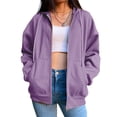 thumbnail image 1 of Chaqueta Sudadera básica para mujer, corte holgado, con capucha, estilo informal, con cremallera, ropa de calle, traje Ygjytge Púrpura Xxl para Mujer, 1 of 8