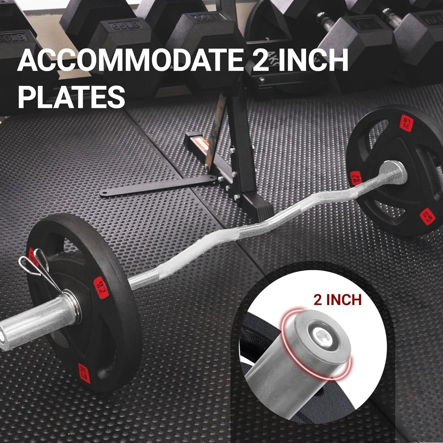 Curl Barbell Bar 47 Inch, 2-Inch  Weight Lifting Bar for Home Gym Squat  Thrusts