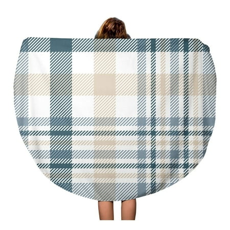 - LADDKA 60 inch Round Beach Towel Blanket Plaid Check Pattern in Beige White Dusty Teal Green Travel Circle Circular Towels Mat Tapestry Beach Throw