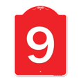thumbnail image 1 of SignMission A-DES-RW-1824-22899 18 x 24 Po Signe de la Série Designer - Signe avec le Numéro 9 & 44; Rouge & Blanc, 1 of 1