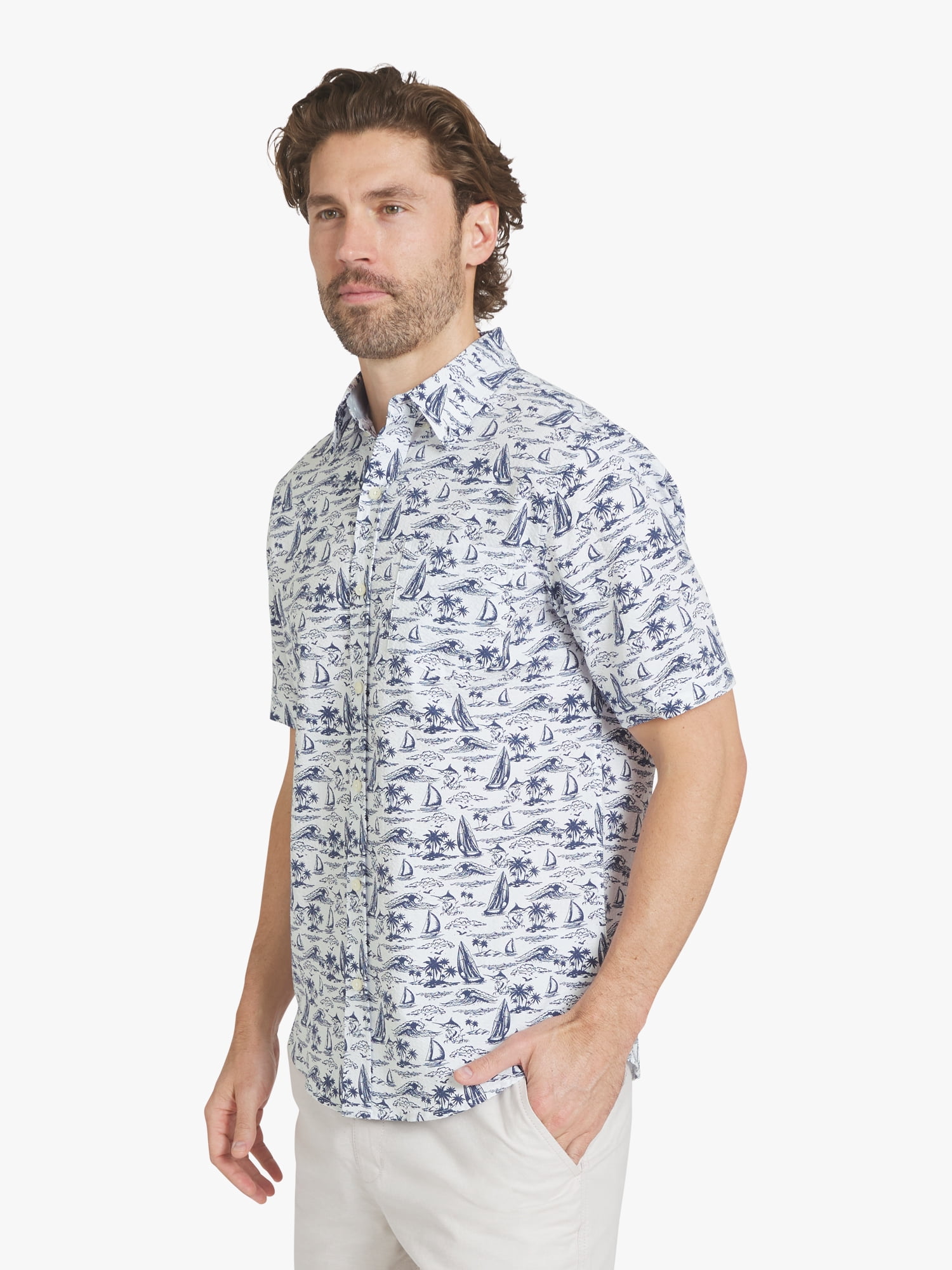 Chaps Men's Seersucker Short Sleeve Woven Shirt, Sizes, S-2XL Chaps Men's Seersucker Short Sleeve Woven Shirt, Sizes, S-2XL