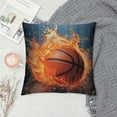thumbnail image 2 of Creowell  Basketball Throw Pillow Covers for Boys Girls Room, Cool Sports Style in Fire and Water Background Pillowcase Cushion Covers for Sofa Couch Chair, Birthday for Son Boyfriends, 2 of 5