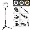 thumbnail image 2 of Yeacher DC5V 5W 64 LED Ring Light Round Selfie Camera Lamp with Telescopic Tripod/ Cellphone, 2 of 8