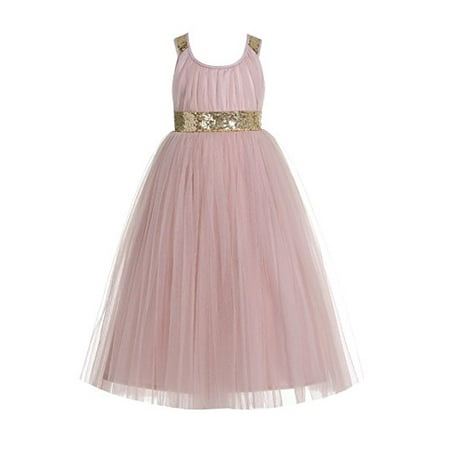 

EkidsBridal Cross Straps A-Line Tulle Flower Girl Dresses Special Occasion Dresses Baptism Dresses Dance Dress 173