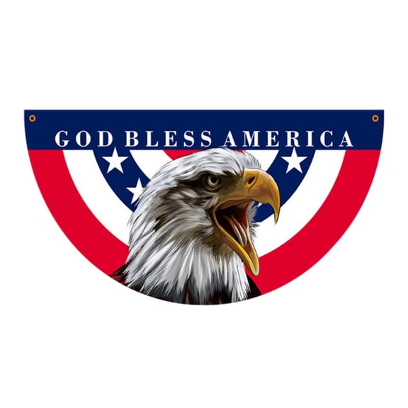 Patriotic Eaglehalf Circle Flag, American Flag Non-Pleated Fan Flag, Suitable for Outdoor Indoor Front Door Porch Patio Hanging Decoration Multicolor