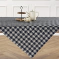 thumbnail image 4 of Solino Home Linen Square Tablecloth 52 x 52 Inch - 100% Pure Linen Navy and Natural Table Throw - Morgan Check, Machine Washable Table Cloth for Holiday, Winter, 4 of 4