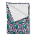 thumbnail image 2 of Floral Soft Flannel Fleece Throw Blanket, Close up Scene of Blossoming Flowers and Leaves, Cozy Plush for Indoor and Outdoor Use, 60" x 80", Pale Fuchsia Sea Green, by Ambesonne, 2 of 5