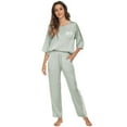 thumbnail image 3 of Unique Bargains Women's Satin Lounge with Pants Nightwear Pajama Sleepwear Sets, 3 of 5