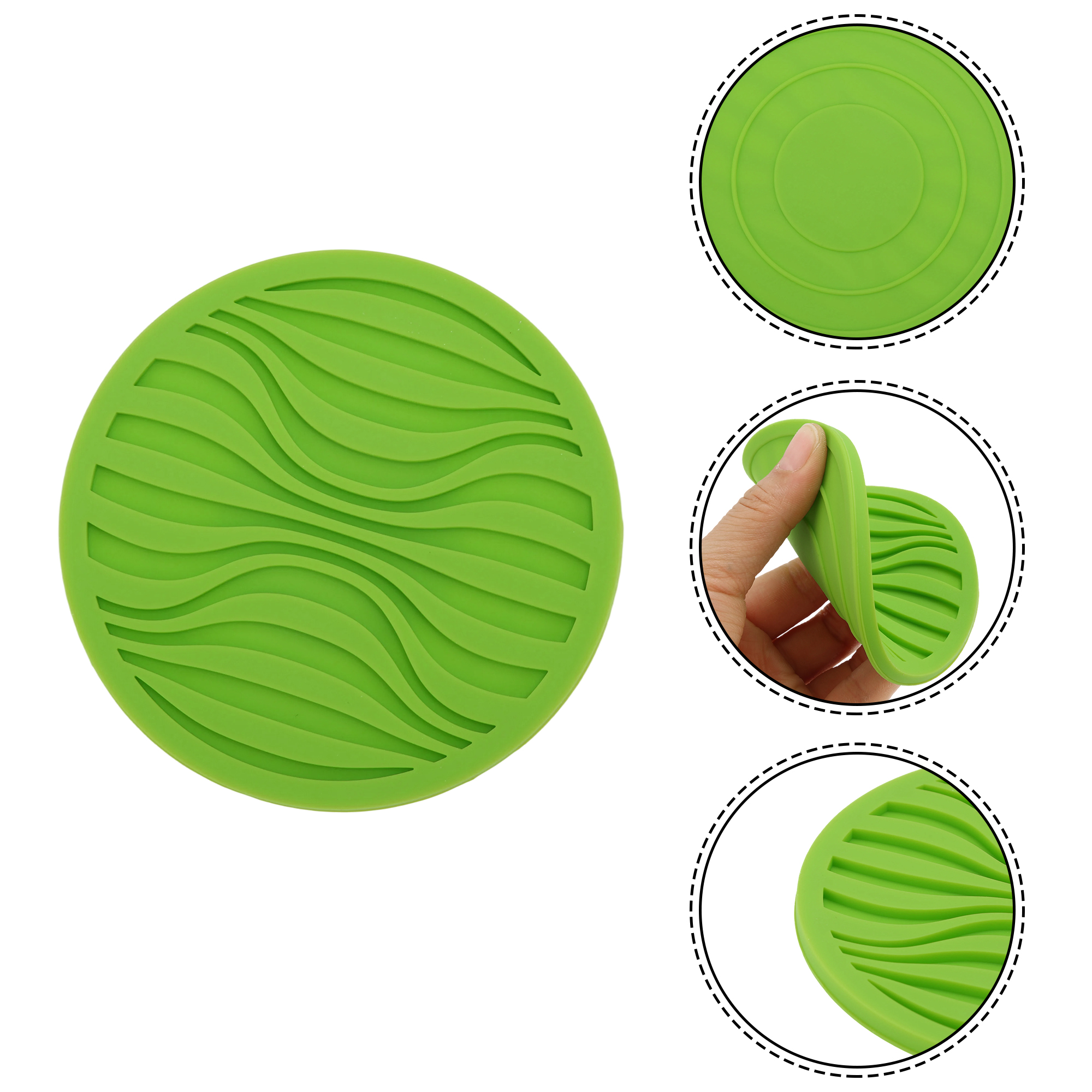 Unique Bargains Water Repellent Wave Drink Coaster Set Green