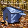 thumbnail image 3 of Outdoor Cat House Weatherproof with Escape Door, Insulated Cat Shelter with Rain Cover, Waterproof Stray Cat Bed for Outside Patio Garden All Season, Works with Heating Pad, 3 of 7