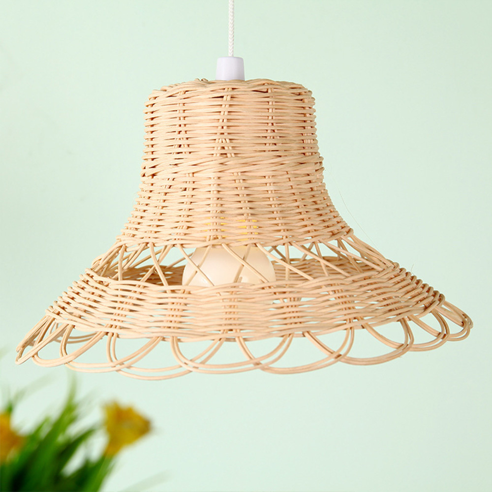 Ceiling Rattan Hanging Lamp Shade Natural Simple Hand Weaved Pendant Light Cover Lamp Holder