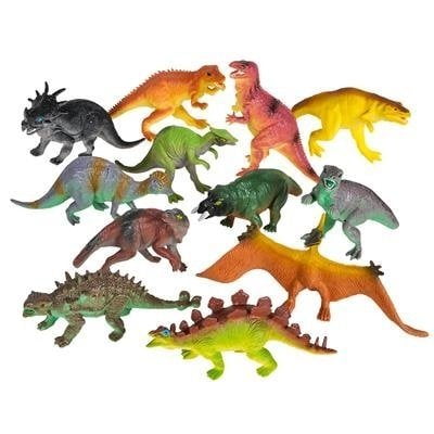 Party Figure - Large Plastic Dinosaur Set - 12 Pack - 5.5 Inches, Assorted Realistic Looking Dinosaur Figures – Toy For Kids, Play, Decoration, Gift, Prize, Party Favor – By Kidsco