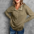 thumbnail image 6 of Annhoo Fall Tops for Women Casual Long Sleeve Button Front Collared Shirts Ladies Comfy Knitted Blouse Tees, 6 of 9