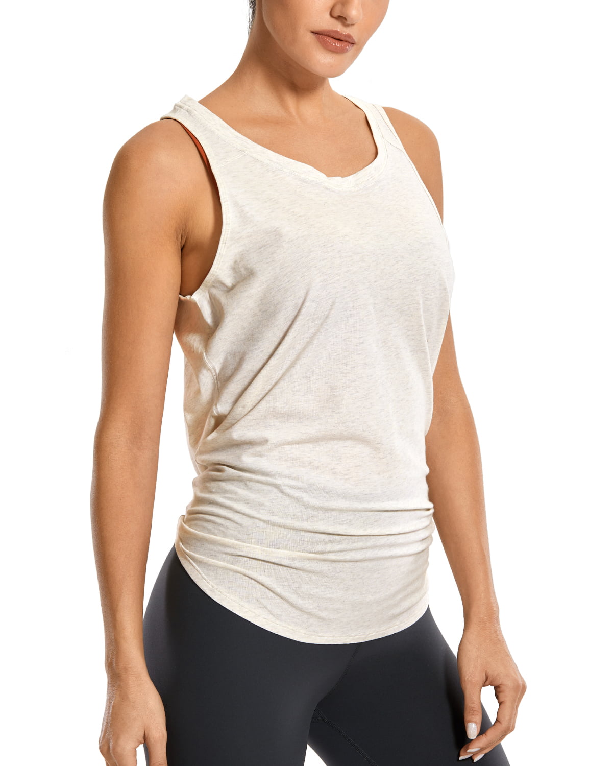 CRZ YOGA Womens Workout Sleeveless Shirts Round Neck Yoga Vest Open Back Sport Tank Tops