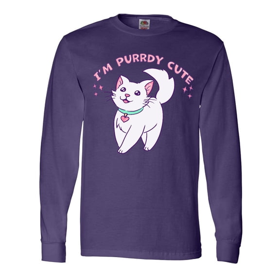 Inktastic I'm Purrdy Cute White Kitty Cat Long Sleeve T-Shirt