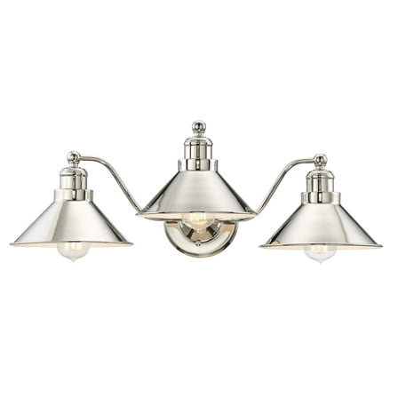 Kira Home Welton 26" 3-Light Modern Farmhouse Bathroom Light, Vintage Vanity Barn Light, Polished Nickel Finish