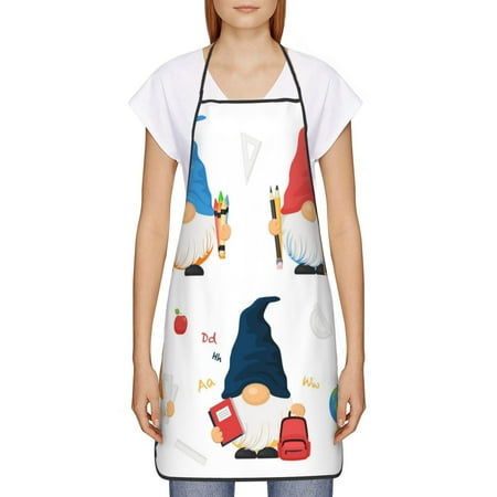 

Goofa Bib Apron Unisex Aprons Adjustable Waterdrop Resistant Cooking Kitchen Apron for Chef School Cute Gnomes Pattern Apron Bulk