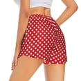 thumbnail image 3 of Xecao's Red Polka Dot for a double-layer running short for women, perfect for gym, tennis, and more, featuring a convenient pocket., 3 of 9