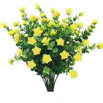 Viworld 4 Bundles Artificial Flowers, Fake Outdoor UV Resistant Plants Faux Plastic Greenery Shrubs Indoor Outside Hanging Planter Home Garden Decorating(Yellow)