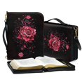 thumbnail image 4 of Kuiaobaty Red Rose Pattern Bible Cover Book Cover for Women Men PU Leather Bible Case Bible Protective with Shoulder Strap, Waterproof Bible Tote Bag Handbag Bible Accessories, L, 4 of 7