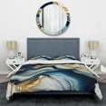 thumbnail image 3 of Designart "Golden and Azure Geode Marble II" Abstract Marble Bedding Covert Set - Modern Blue Abstract Bed Set With 2 Shams, 3 of 6