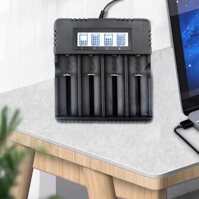 Cargador de batería inteligente Bsvklp con 4 ranuras pantalla LCD USB para batería AA AAA 26500