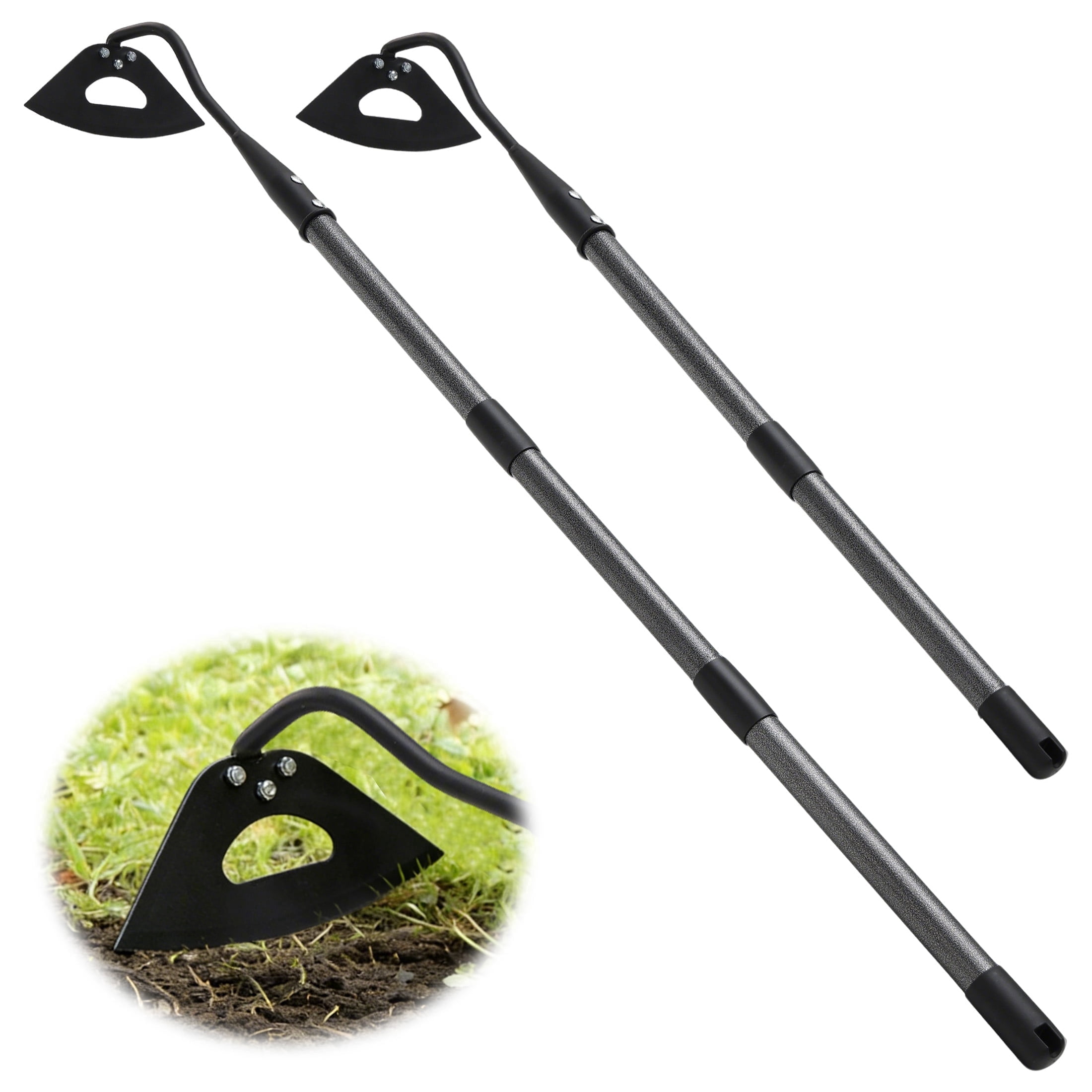 Adjustable Garden Hula Hoes, Stirrup Hoe Weeding Tools Gardening, Scuffle Hoe for Weeding Long Handle Weed Rake