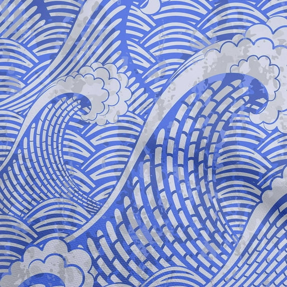 oneOone Cotton Poplin Medium Blue Fabric Japanese Sewing Material Print Fabric By The Yard 56 Inch Wide