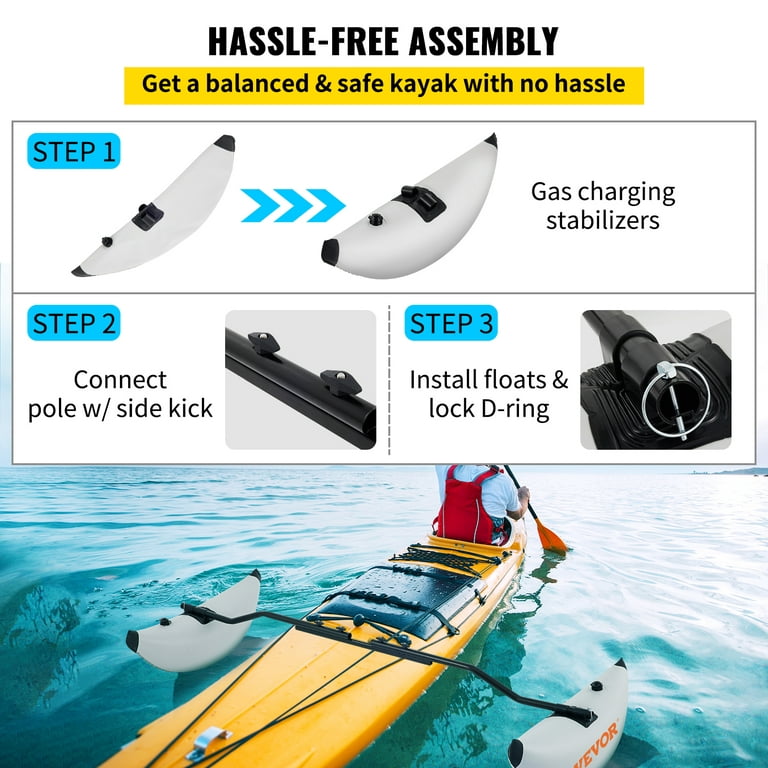 VEVOR Kayak Outrigger Stabilizer, 2 pcs, PVC Inflatable Outrigger