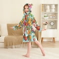 thumbnail image 4 of FORMRS Niños Bathrobe Unisex Hooded Robe Soft Plush Pajamas Sleepwear, Size 7-9T, Pink Floral Tomatoes, 4 of 7