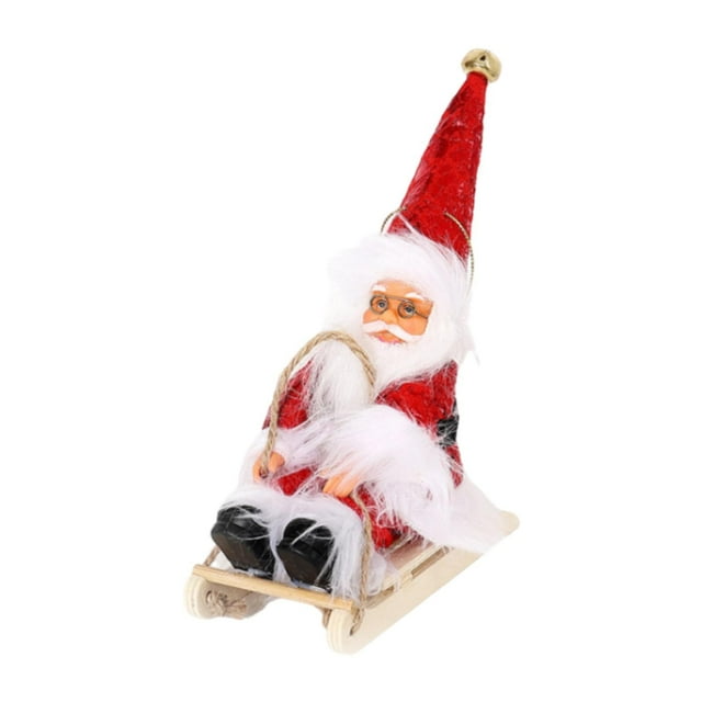 Figura de Papá Noel Hugo Esquiando Decoración de Escritorio Rojo
