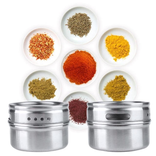 RXIRUCGD Home Kitchen Gadgets Stainless Steel Spice Storage Jar Tins Container With Rack Holder