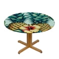 thumbnail image 3 of GOSMITH Picnic Dining Kitchen Farmhouse Round Tablecloth Tropical Pineapple Decorative Pineapple Flower Pillowcase White, 3 of 7