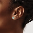 thumbnail image 3 of Auriga 14k Yellow Gold Aquamarine Stud Earrings for Women(L- 7mm, W- 5mm), 3 of 6