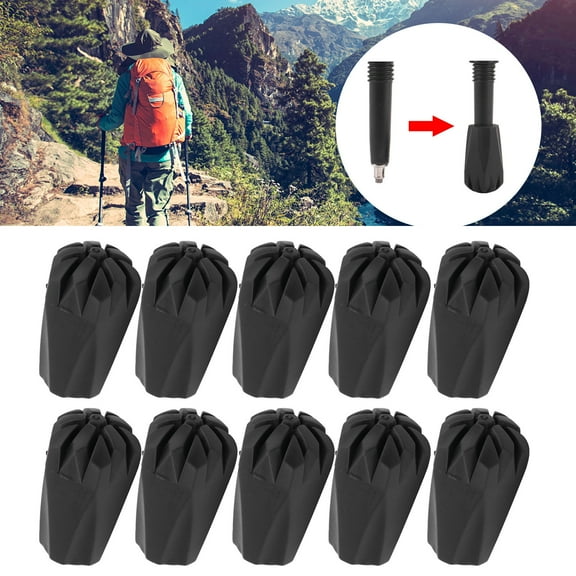 OTVIAP Walking Stick Foot Cover,10Pcs Climbing Poles Rubber Tip Foot Cover Walking Stick Tip Protectors Hiking Accessories,Walking Stick End Cover