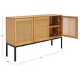 thumbnail image 6 of SAFAVIEH Zadie 2 Shelf Rattan Sideboard, Natural With Natural Rattan/Black Legs (54 in. W x 15 in. D x 33 in. H), 6 of 7