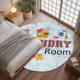 thumbnail image 3 of 3ft Round Rug, Laundry Room Non-Skid Rubber Backing Large Area Rugs - Living Room Bedroom Home Office, Blue Cartoon Washing Machine Clothes Indoor Floor Mat Carpets Washable Rug, 3 of 9