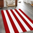 thumbnail image 3 of Modern Simple Washable Area Rugs 2.7'x5', Red White Stripes Low Pile Throw Living Room Rug Non-Slip Sturdy Edge Binding Carpet for Indoor Entryway Bedside Kitchen, 3 of 9