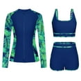 thumbnail image 1 of Penkiiy Mujer 3 piezas Print Rash Guard, manga larga UPF 50 + Zip Athletic Surfing Swimsuit con bolsillo Bulit-in Bra, 1 of 6