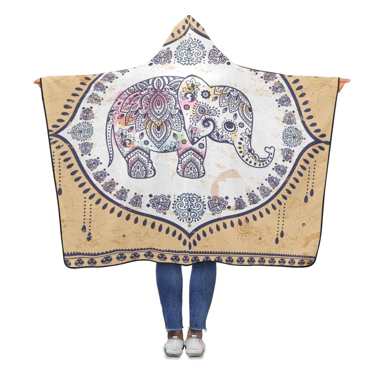 ASHLEIGH Cute Ethnic Elephant Hooded Blanket 56x80 inches Adults Girls
