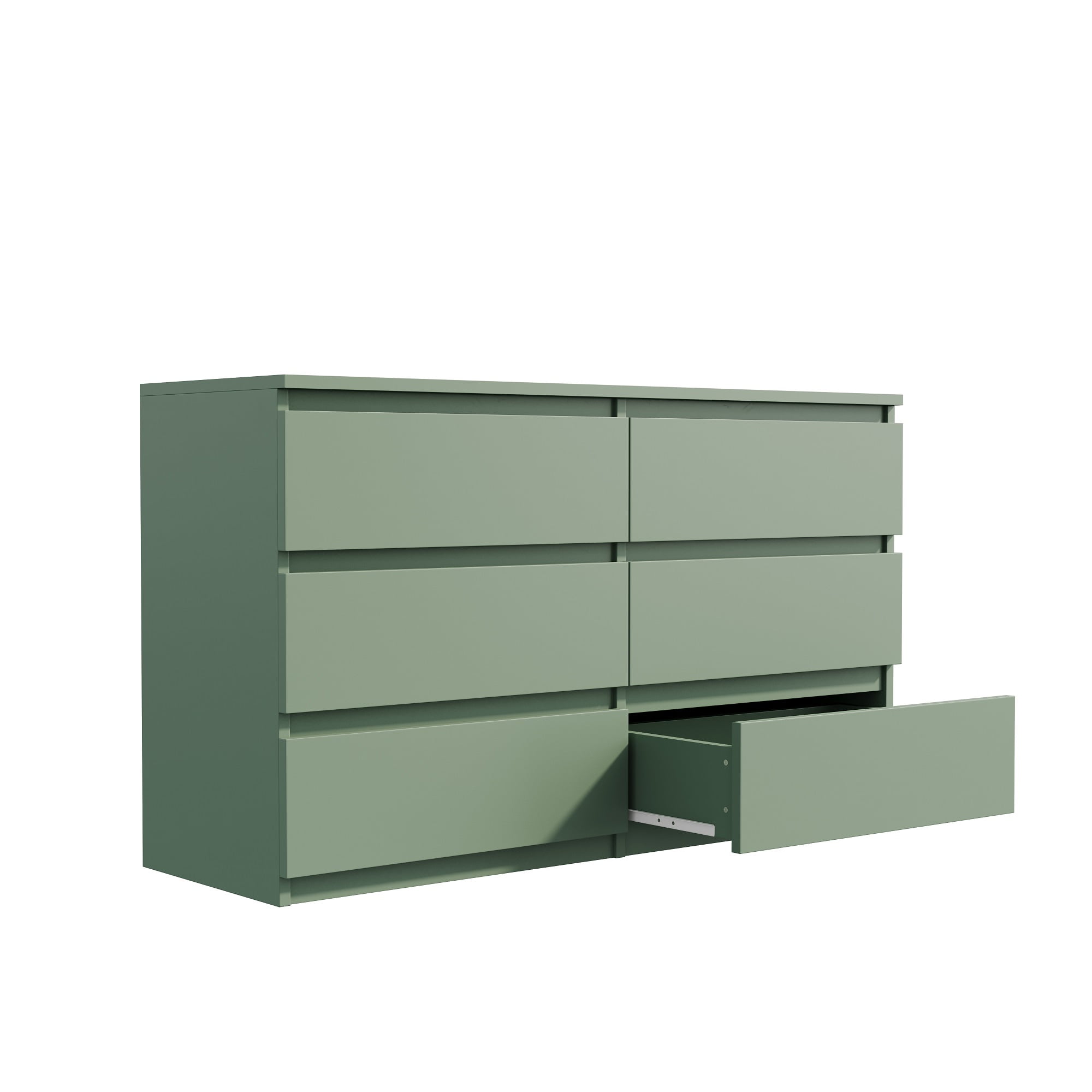 Lunale 6 Drawer Wide Dressers Chest for Bedroom, Storage Drawer Organizer with Modern Minimalist Design, Green